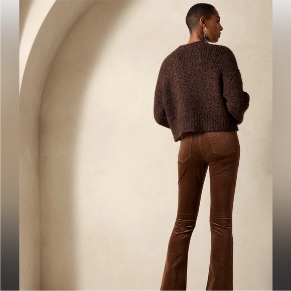 Banana Republic Coconut Brown Soft Velvet High Rise Flare Long Pants - Picture 2 of 11